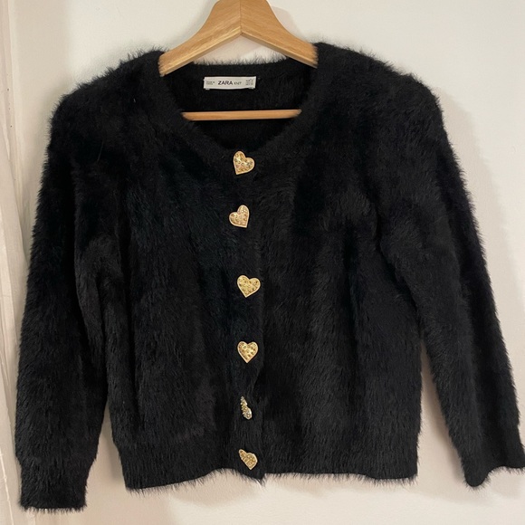Zara Furry Heart Cardigan - Picture 1 of 3